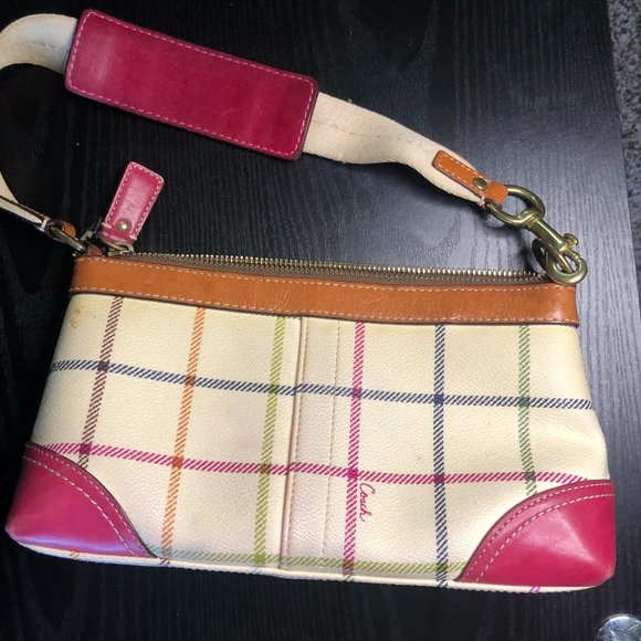 Coach Purse, pink and white striped, small - Picture 2 of 4